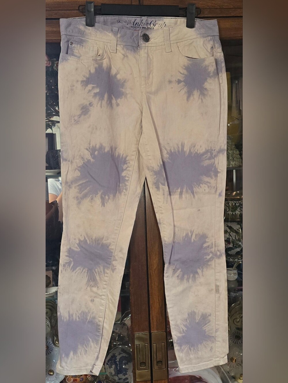 Tommy Hilfiger "Skinny Ankle Crop" Bleach Burst Tie-Dye Jeans